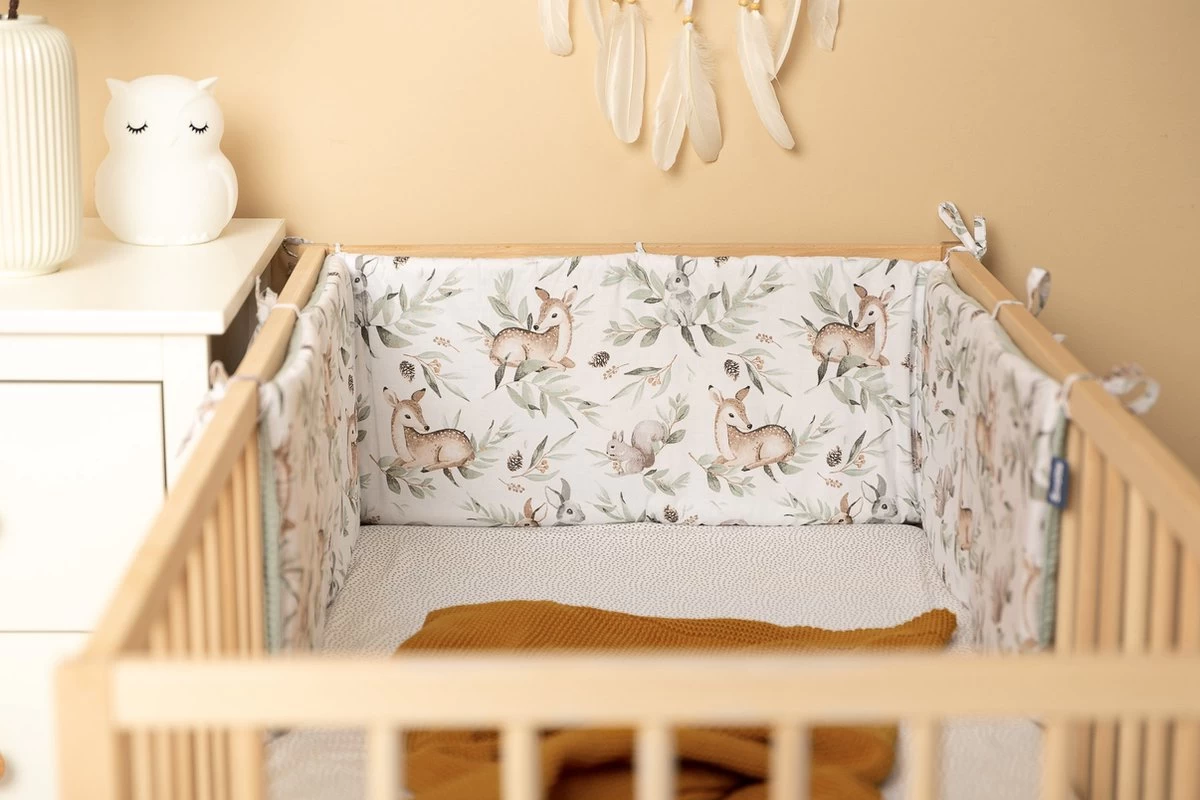 Sensillo Baby Bedbumper - Bedomrander - Anti Stootrand Ledikant - Bed Zijbeschermers - 180x30cm - Wafel Mint Hertjes 3 Sensillo Baby Bedbumper - Bedomrander - Anti Stootrand Ledikant - Bed Zijbeschermers - 180x30cm - Wafel Mint Hertjes - Afbeelding 3