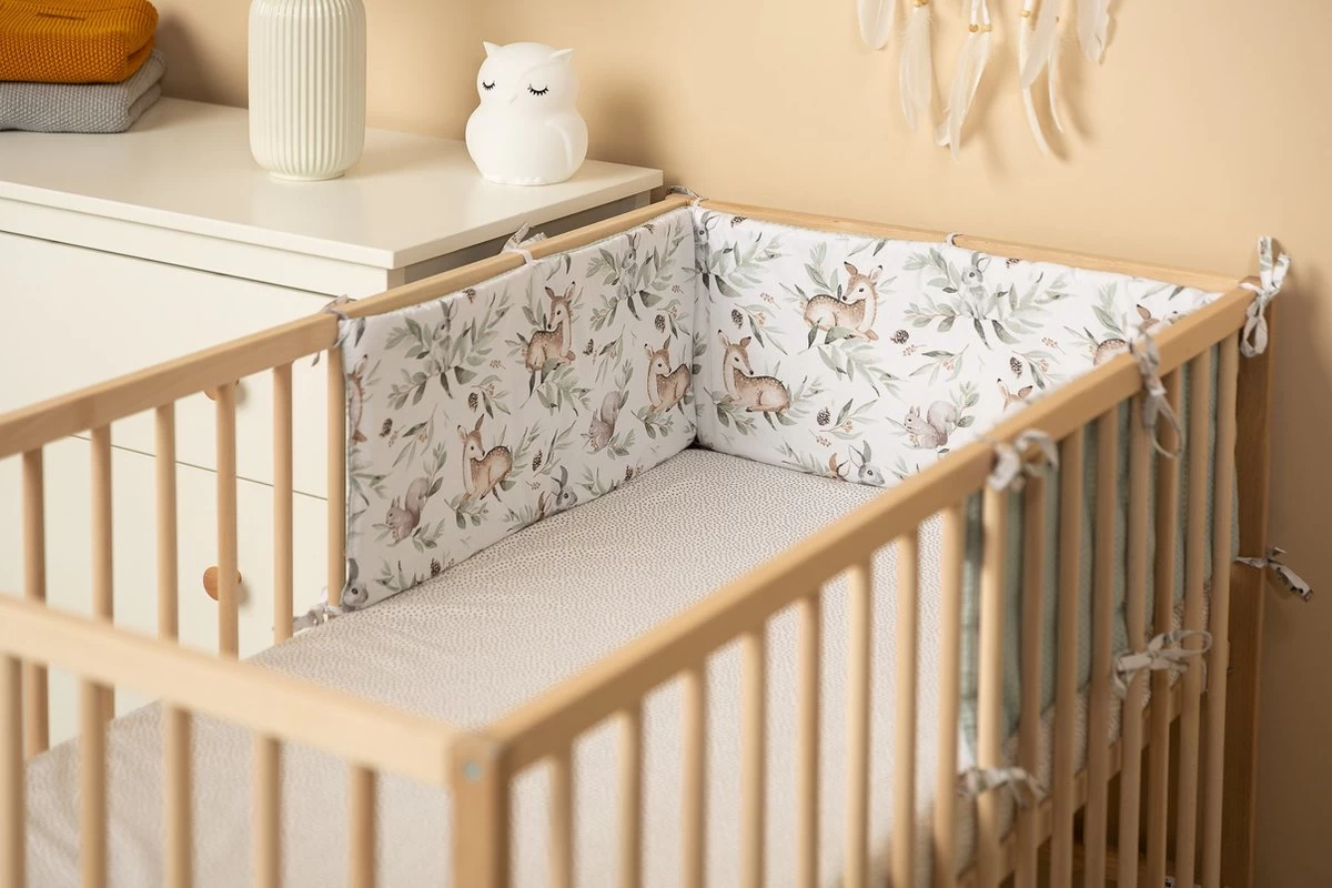 Sensillo Baby Bedbumper - Bedomrander - Anti Stootrand Ledikant - Bed Zijbeschermers - 180x30cm - Wafel Mint Hertjes 5 Sensillo Baby Bedbumper - Bedomrander - Anti Stootrand Ledikant - Bed Zijbeschermers - 180x30cm - Wafel Mint Hertjes - Afbeelding 5