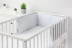 Sensillo Baby Bedbumper - Bedomrander - Anti Stootrand Ledikant - Bed Zijbeschermers - 180x30cm - Wafel Grijs Paardenbloemen -Babyartikelen Winkel 1200x800 198