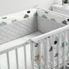Sensillo Baby Bedbumper - Bedomrander - Anti Stootrand Ledikant - Bed Zijbeschermers - 180x30cm - Grijze Wolkjes