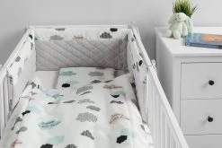 Sensillo Baby Bedbumper - Bedomrander - Anti Stootrand Ledikant - Bed Zijbeschermers - 180x30cm - Grijze Wolkjes -Babyartikelen Winkel 1200x800 201