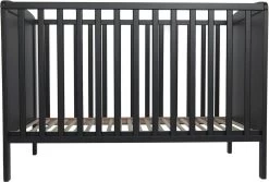 Prenatal Ledikant - Babybed - Babybedje Met Platte Spijlen - 60x120 Cm - Exclusief Matras - Zwart