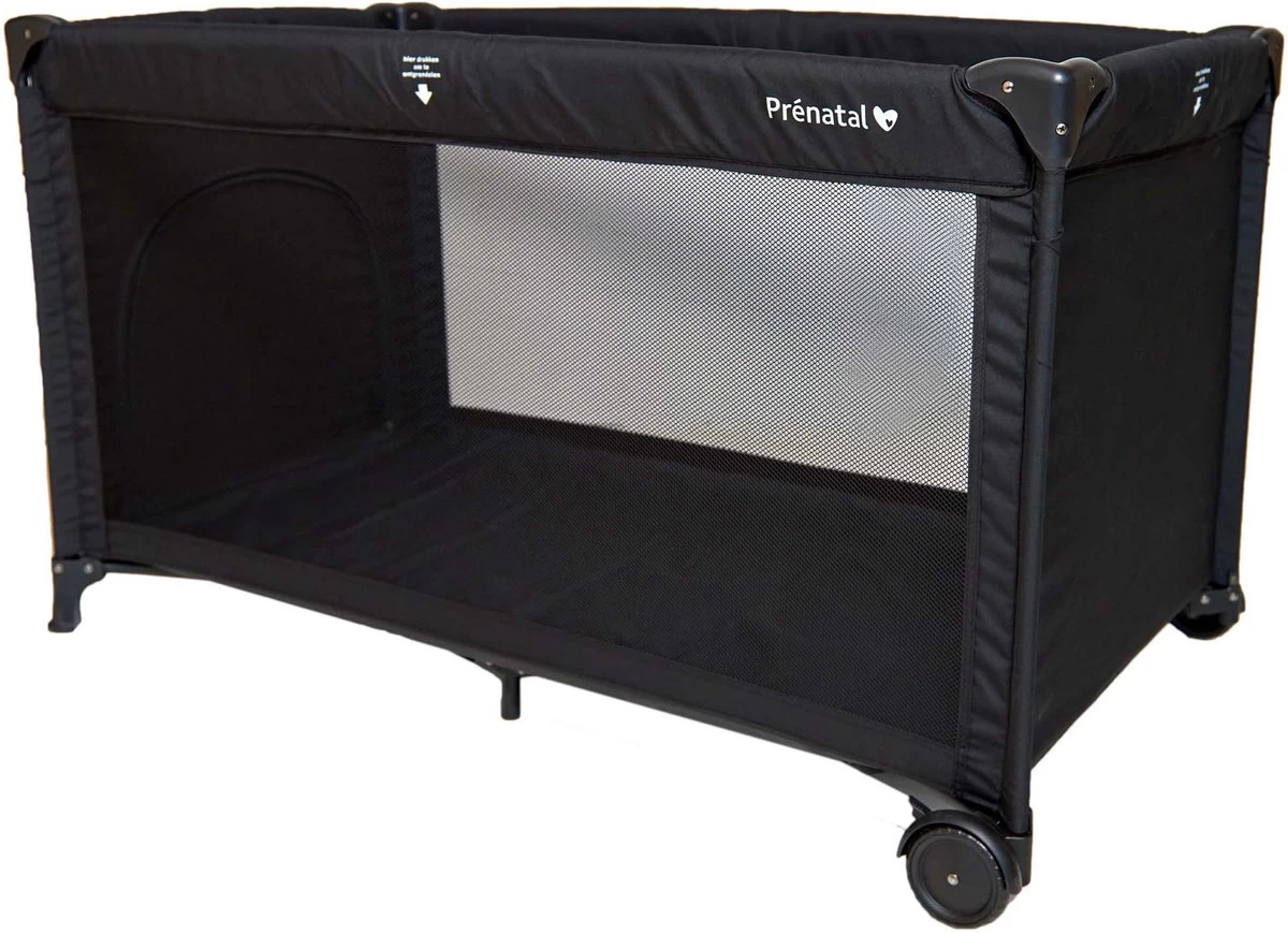 Prénatal Luxe Campingbedje Met Bodemmatras - Inclusief Draagtas - Inklapbaar Baby Campingbed - Met Wieltjes En Kruipluik - 120 X 60 Cm - Zwart 2 Prénatal Luxe Campingbedje Met Bodemmatras - Inclusief Draagtas - Inklapbaar Baby Campingbed - Met Wieltjes En Kruipluik - 120 X 60 Cm - Zwart - Afbeelding 2