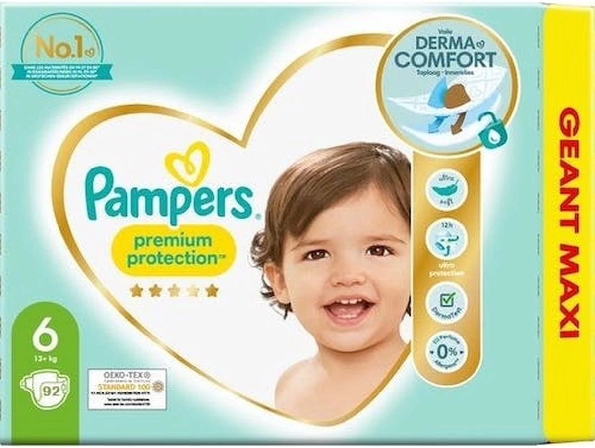 Pampers® Pampers - Premium Protection - Maat 6 - Mega Pack - 92 Luiers 1 Pampers® Pampers - Premium Protection - Maat 6 - Mega Pack - 92 Luiers