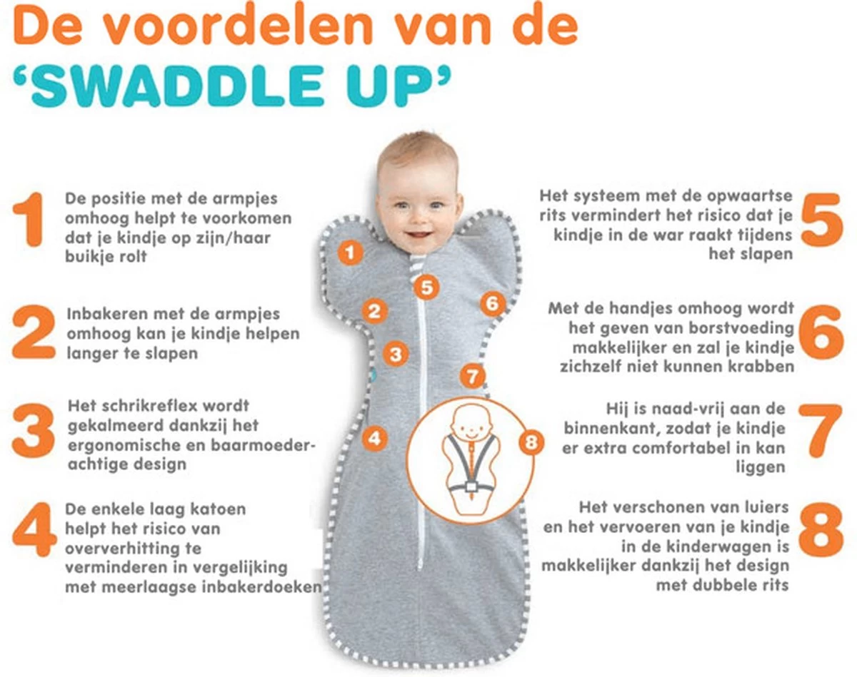 Love To Dream™ Babyslaapzak Swaddle Up™ - Inbakeren - Baby 3-6 Maanden - 6-8.5 Kg - All Season - Grijs 9 Love To Dream™ Babyslaapzak Swaddle Up™ - Inbakeren - Baby 3-6 Maanden - 6-8.5 Kg - All Season - Grijs - Afbeelding 9