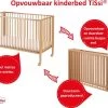 TiSsi® Peuterbed | Babybed Inklapbaar Hout Kleur Blanke Lak| Ledikant |houten Ledikantje | Kinderbed Opvouwbaar | Baby Bed Met Matras Opvouwbaar | Vouwbed | Inklapbare Kinderbed | Wieg | Kinderkamer | Kinderopvang