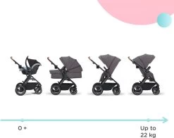 Kinderkraft B-Tour Ash Grey 3-in-1 Combi Kinderwagen Incl. Autostoel KSBTOU00DGR3000 -Babyartikelen Winkel 1200x954