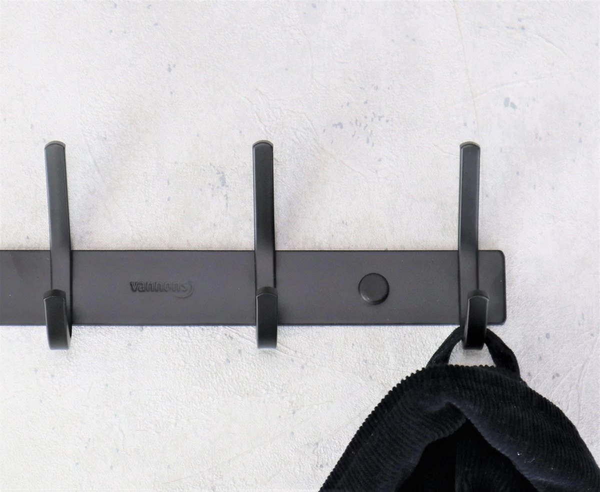 Vannons - Wandkapstok - Kapstok Hangend - RVS Metaal - 10 Hangers - Industrieel - Kapstok Zwart 4 Vannons - Wandkapstok - Kapstok Hangend - RVS Metaal - 10 Hangers - Industrieel - Kapstok Zwart - Afbeelding 4