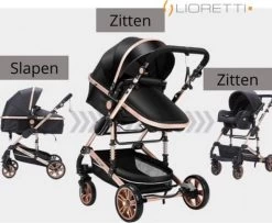 Merkloos Lioretti® Luxe Baby Buggy 3 In 1 | Baby Wagen | Kinderwagen Met Stoel En Wieg | Inklapbaar | Hoge Kwaliteit | Combi | Zwart -Babyartikelen Winkel 1200x984 1