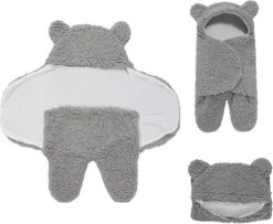 BonBini´s Teddy Bear Wikkeldeken Newborn - Zachte Donkergrijze Teddy Beer Inbakerdoek Newborn Baby - 0-3 Maanden - Donkergrijs 58cm -Babyartikelen Winkel 1200x984 2