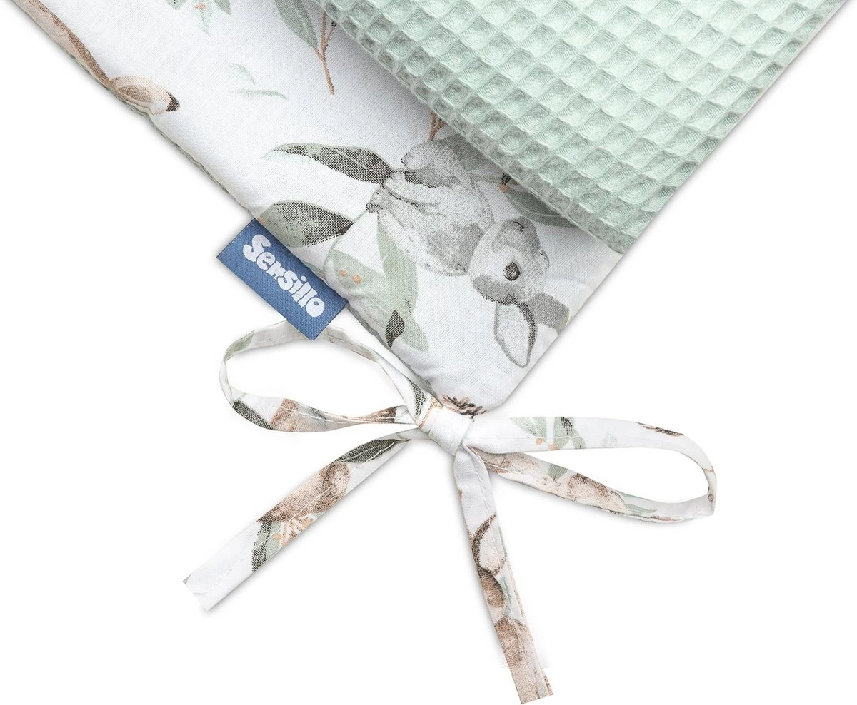 Sensillo Baby Bedbumper - Bedomrander - Anti Stootrand Ledikant - Bed Zijbeschermers - 180x30cm - Wafel Mint Hertjes 2 Sensillo Baby Bedbumper - Bedomrander - Anti Stootrand Ledikant - Bed Zijbeschermers - 180x30cm - Wafel Mint Hertjes - Afbeelding 2