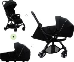 Hamilton By Yoop X1 Plus Kinderwagen - Buggy Met Monteerbare Wieg - Premium Stroller Met One Hand Folding Technologie - Nieuw, Hoger, Uitgebreider 2023 Model - Zwart - Licht, Verstelbaar, Wendbaar En Geschikt Van 0 Maanden Tot 4 Jaar