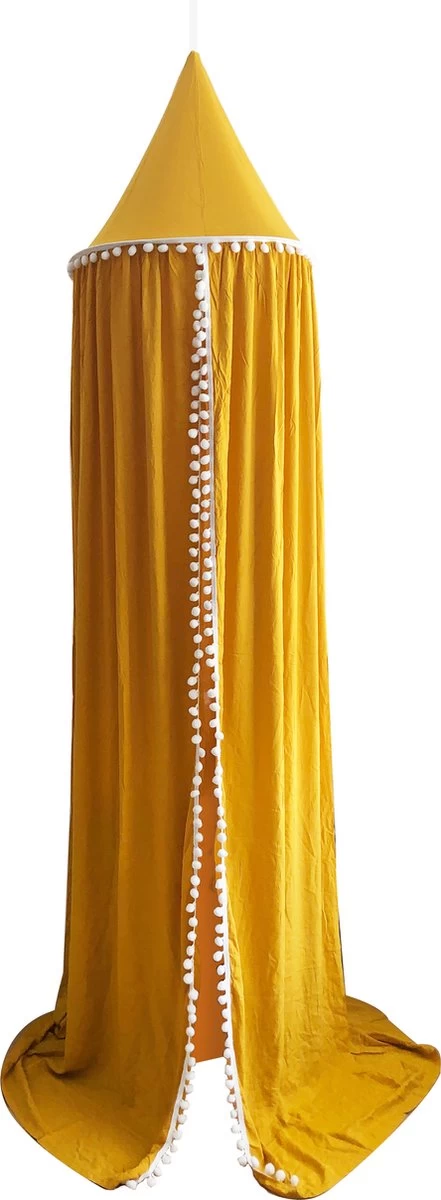 By Baboo Klamboe Baby 245cm - Okergeel - Katoen - Pompons 1 By Baboo Klamboe Baby 245cm - Okergeel - Katoen - Pompons