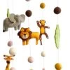Mobiel Jungle Dieren - 21cm - Vilten Figuren - BeYoona - Fairtrade - Decoratie Voor Boven Bed, Box Of Als Babykamer Accessoire