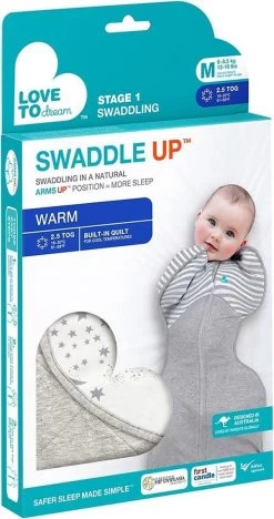 Love To Dream™ Babyslaapzak Swaddle Up™ - Inbakeren - Baby 3-6 Maanden - 6-8.5 Kg - Winter - Wit -Babyartikelen Winkel 634x1200