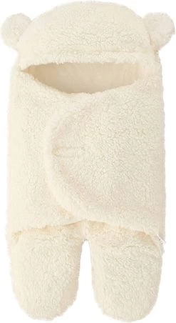 Marinjoc - Inbaker Doek - Wikkel Deken - Baby - Slaapzak - Teddy - Jongen - Meisje -Capuchon Deken - Slaapzak Met Voeten - Pasgeborende Wikkeldeken - Autostoel Deken - Wit - Wandelwagen Deken - Fleece Deken - Hooded Deken - Autodeken -Babyartikelen Winkel 656x1200