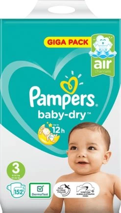 Pampers® Pampers Baby Dry Luiers Maat 3 (6-10 Kg) 152 Stuks -Babyartikelen Winkel 680x1200 2