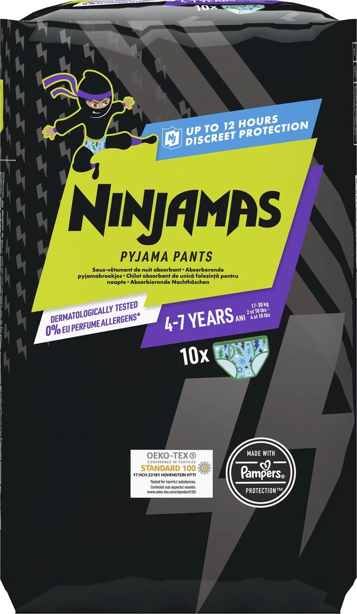Ninjamas Pyjama Pants Luierbroekjes Jongen - 10 Nachtluiers Voor Bedplassen - 4-7 Jaar 12 Ninjamas Pyjama Pants Luierbroekjes Jongen - 10 Nachtluiers Voor Bedplassen - 4-7 Jaar - Afbeelding 12