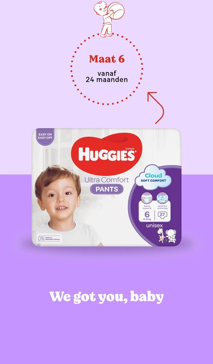 Huggies Luierbroekjes - Maat 6 (15 Tot 25 Kg) - Ultra Comfort - Unisex - 108 Stuks - Maandbox 13 Huggies Luierbroekjes - Maat 6 (15 Tot 25 Kg) - Ultra Comfort - Unisex - 108 Stuks - Maandbox - Afbeelding 13