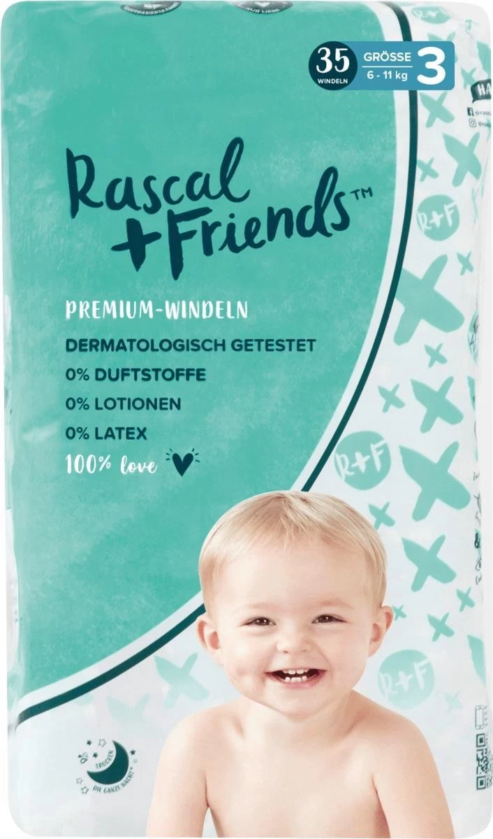 Rascal+Friends Baby Luiers Maat 3, 6-11 Kg (35 Stuks) 1 Rascal+Friends Baby Luiers Maat 3, 6-11 Kg (35 Stuks)