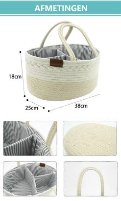 ADSafety - Luxe Katoenen Luiertas - Inclusief Uitneembare Organizer - Verzorgingstas - Opbergtas - Commode Mandje - Baby Spullen - Crème -Babyartikelen Winkel 721x1200