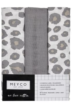 Meyco Panter Hydrofiele Doeken - 3-pack - Neutral/grey - 70x70cm -Babyartikelen Winkel 799x1200 55