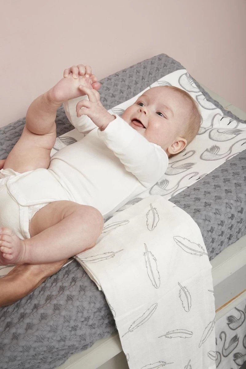 Meyco Hydrofiele Washandjes 3-pack - Feathers-Clouds-Dots - Grijs/Wit 2 Meyco Hydrofiele Washandjes 3-pack - Feathers-Clouds-Dots - Grijs/Wit - Afbeelding 2