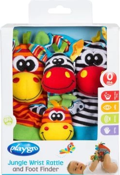 Playgro Pols- En Voetrammelaarset Zebra & Giraf - Set Van 4 Stuks, 2 Polsbandjes En 2 Rammelsokjes -Babyartikelen Winkel 828x1200