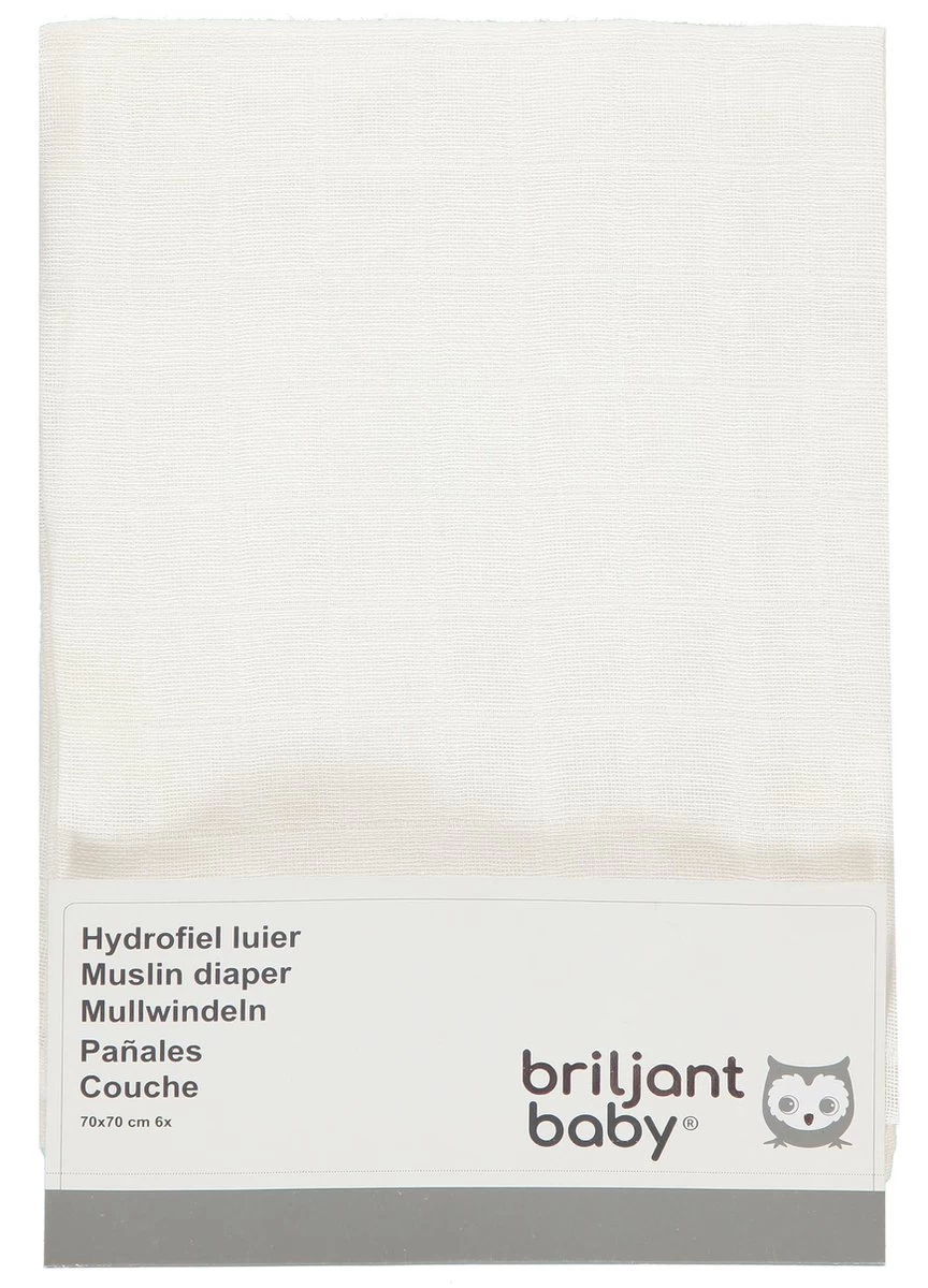 Briljant Baby Hydrofiel Luier - Wit - 70 X 70 Cm - 6 Stuks 4 Briljant Baby Hydrofiel Luier - Wit - 70 X 70 Cm - 6 Stuks - Afbeelding 4