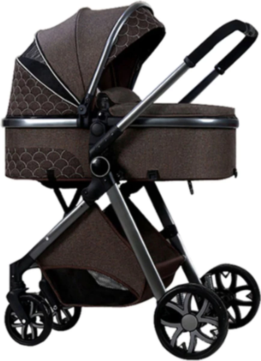 Merkloos Kinderwagen 3-in-1 – Luxe Kinderwagen - Buggy – Wandelwagen - Multifunctioneel – Opklapbaar – Incl Autostoel – Donkerbruin 2 Merkloos Kinderwagen 3-in-1 – Luxe Kinderwagen - Buggy – Wandelwagen - Multifunctioneel – Opklapbaar – Incl Autostoel – Donkerbruin - Afbeelding 2