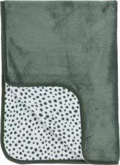 Meyco Reisdeken Fleece Cheetah - Forest Green - 75x100cm