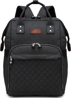 Miss Lulu Luiertas Rugzak - Inclusief Buggy En Kinderwagen Haken - Zwart (E6705 BK) -Babyartikelen Winkel 875x1200