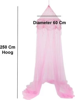 Merkloos Decopatent® Prinsessen Klamboe Kinderkamer - Klamboe Baby Kamer - Klamboe 1 Persoons - Voor Boven Bed - Roze - 60 X 60 X 250 Cm -Babyartikelen Winkel 897x1200 4