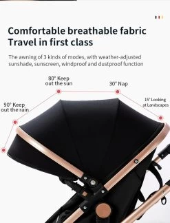 Luxe Kinderwagen 3 In 1 - Wandelwagen - Kinderwagen 3-in-1 Incl Autostoel - Kinderwagen Maxi Cosi – Buggy 3 In 1 - Newborn - Zwart/goud -Babyartikelen Winkel 914x1200 2