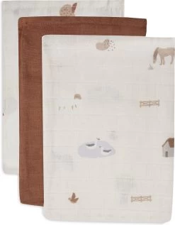 Jollein Baby Washandje Hydrofiel Farm - 3 Stuks