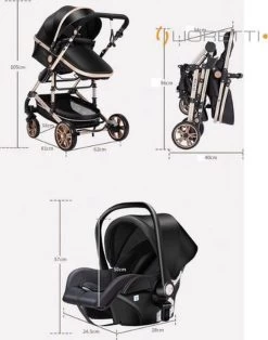 Merkloos Lioretti® Luxe Baby Buggy 3 In 1 | Baby Wagen | Kinderwagen Met Stoel En Wieg | Inklapbaar | Hoge Kwaliteit | Combi | Zwart -Babyartikelen Winkel 943x1200 1