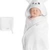 Navaris Badcape Met Capuchon Voor Baby - Set Met Badcape En Washandje - 100% Bamboe - Voor Baby's Van 0-12 Maanden - Oeko-tex Gecertificeerd - Schaap